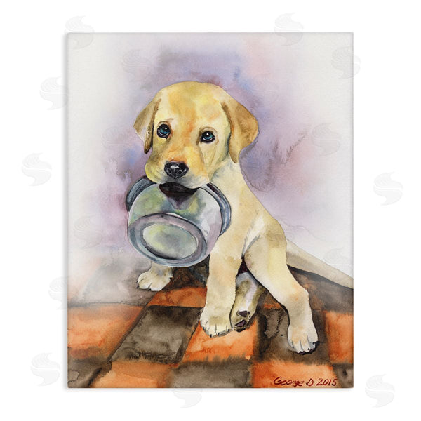 stupell industries George Dyachenko | Hungry Labrador Puppy Dog Orange Tiles