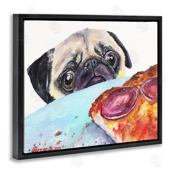 Stupell Industries George Dyachenko | Hungry Pug And Pizza Humorous Pet Dog Portrait