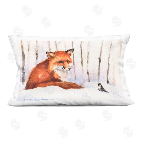 stupell industries George Dyachenko | Meeting of Fox And Sparrow Printed Throw Pillow