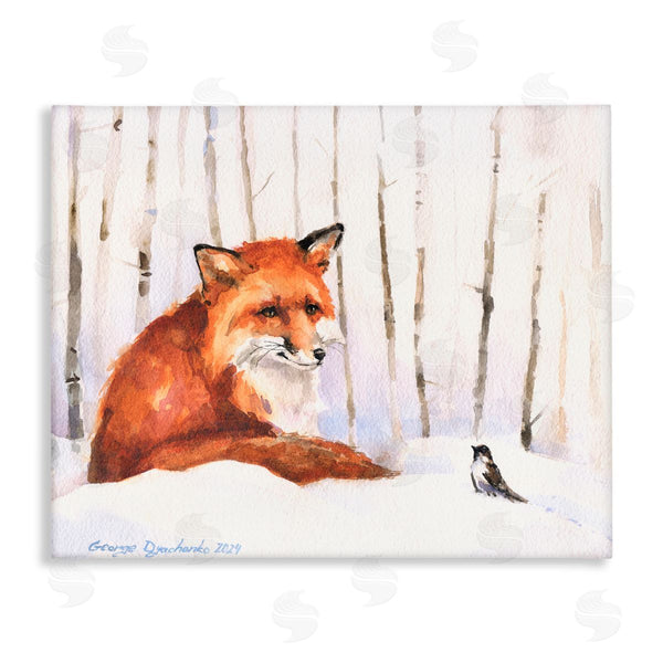 stupell industries George Dyachenko | Meeting of Fox And Sparrow Wall Art
