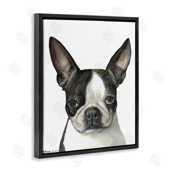 Stupell Industries George Dyachenko | Minimal Boston Terrier Portrait Pet Dog Black White