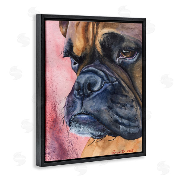 Stupell Industries George Dyachenko | Pensive Boxer Dog Pet Portrait Brown Pink