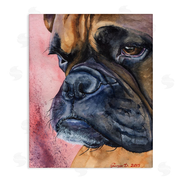 stupell industries George Dyachenko | Pensive Boxer Dog Pet Portrait Brown Pink