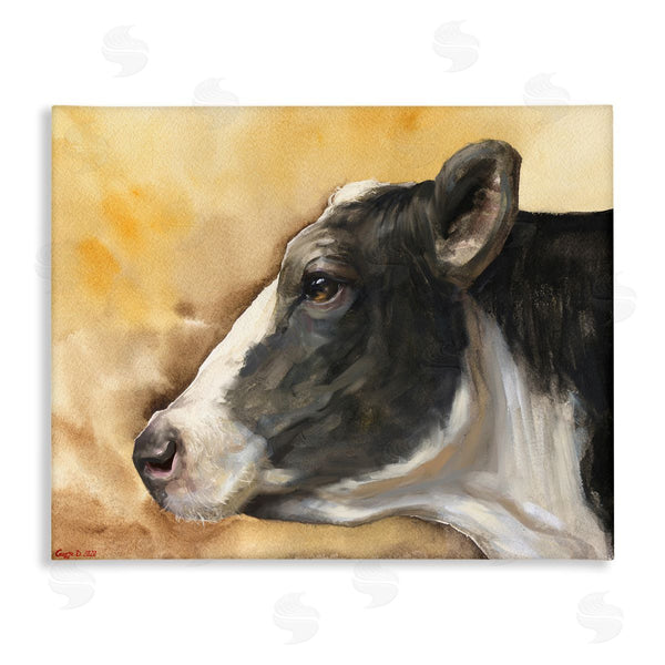 stupell industries George Dyachenko | Pensive Cow Portrait Farm Animal Over Brown