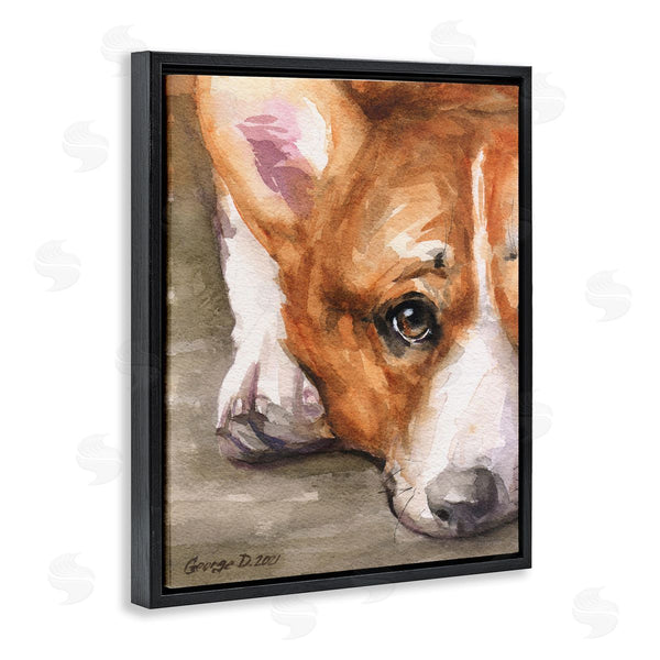 Stupell Industries George Dyachenko | Pleasant Corgi Puppy Dog Gazing Lying Down Wall Art