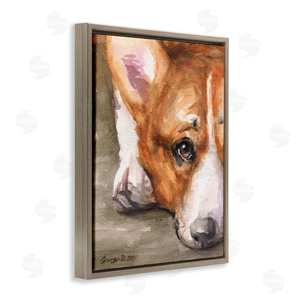 Stupell Industries George Dyachenko | Pleasant Corgi Puppy Dog Gazing Lying Down Wall Art