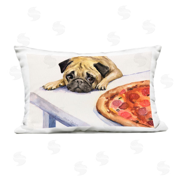 Stupell Industries George Dyachenko | Pug Really Wants Pizza Printed Throw Pillow