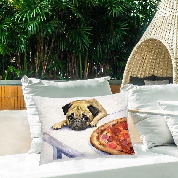 Stupell Industries George Dyachenko | Pug Really Wants Pizza Printed Throw Pillow