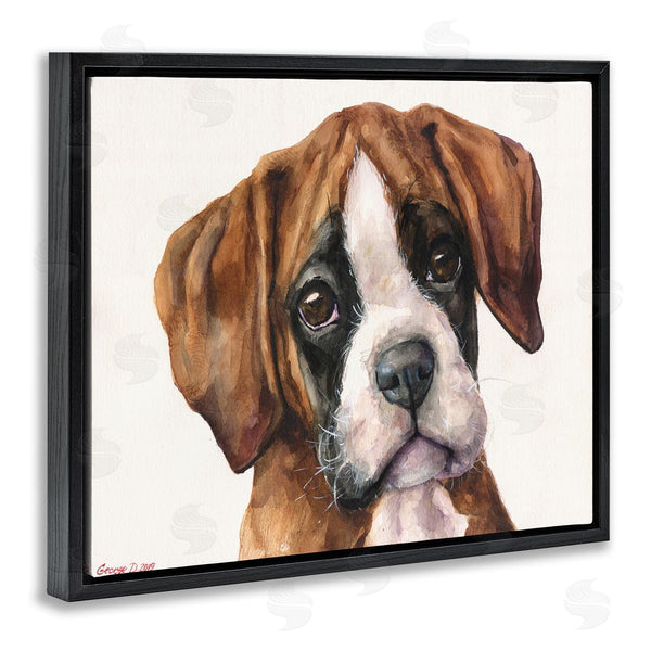 Stupell Industries George Dyachenko | Puppy Eyes Boxer Dog Pet Portrait Brown White