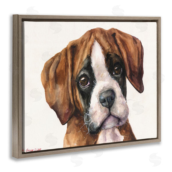 Stupell Industries George Dyachenko | Puppy Eyes Boxer Dog Pet Portrait Brown White