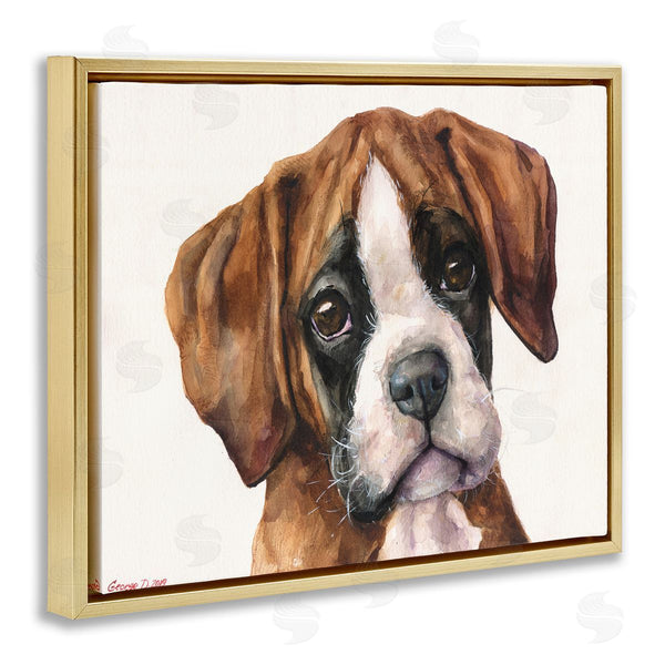 Stupell Industries George Dyachenko | Puppy Eyes Boxer Dog Pet Portrait Brown White