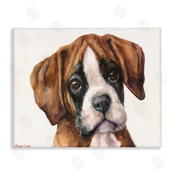stupell industries George Dyachenko | Puppy Eyes Boxer Dog Pet Portrait Brown White