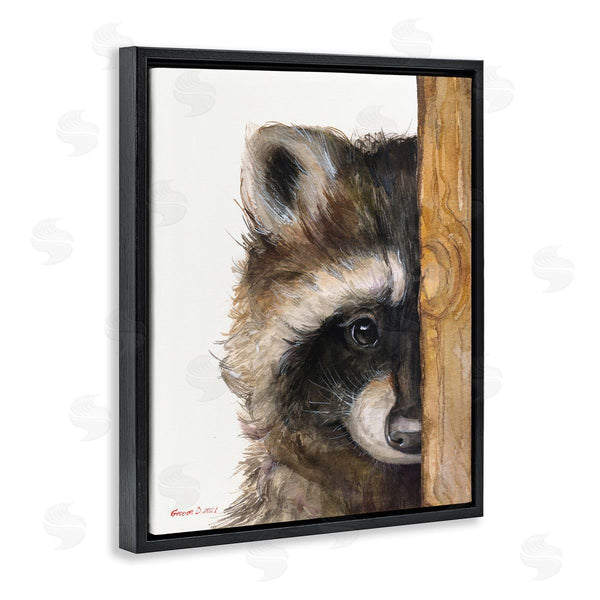 Stupell Industries George Dyachenko | Raccoon Detailed Fur Looking Animal Portrait Illustration Wall Art