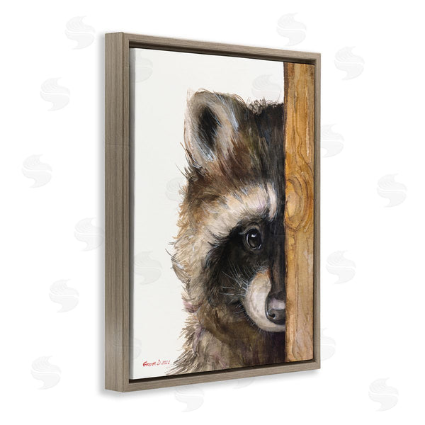 Stupell Industries George Dyachenko | Raccoon Detailed Fur Looking Animal Portrait Illustration Wall Art
