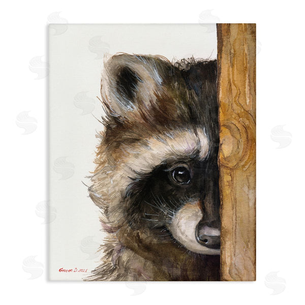 stupell industries George Dyachenko | Raccoon Detailed Fur Looking Animal Portrait Illustration Wall Art