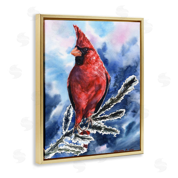 Stupell Industries George Dyachenko | Red Cardinal Perched On Pine Branch Over Blue