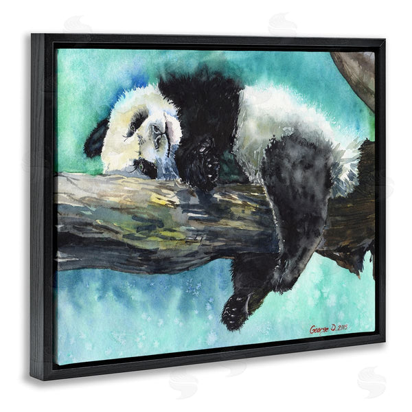 Stupell Industries George Dyachenko | Sleepy Baby Panda In Tree Over Vibrant Blue