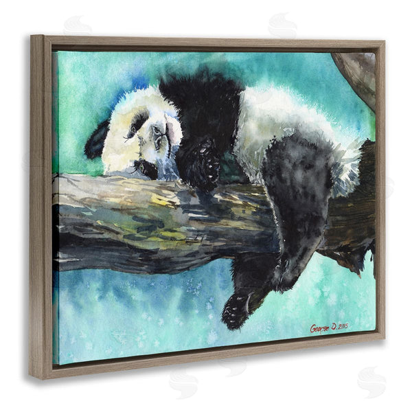 Stupell Industries George Dyachenko | Sleepy Baby Panda In Tree Over Vibrant Blue