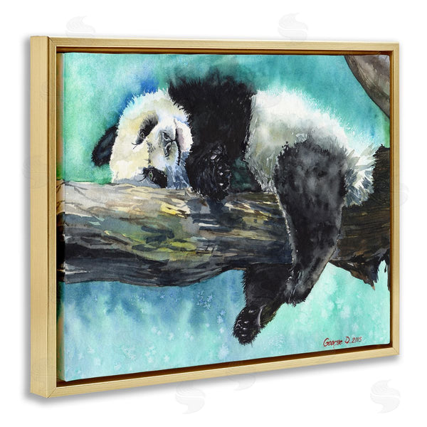 Stupell Industries George Dyachenko | Sleepy Baby Panda In Tree Over Vibrant Blue
