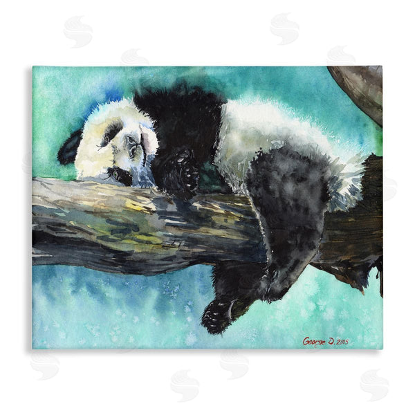 stupell industries George Dyachenko | Sleepy Baby Panda in Tree over Vibrant Blue