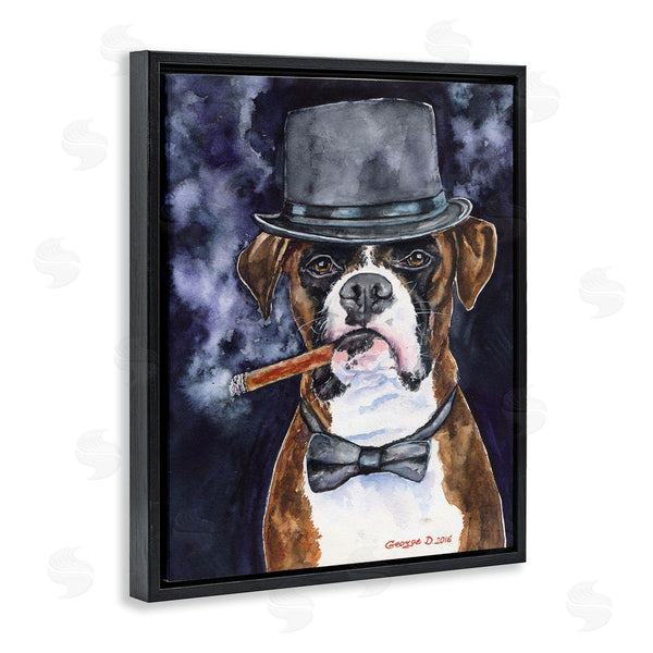 Stupell Industries George Dyachenko | Sophisticated Boxer Dog Portrait Top Hat Pet