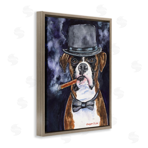Stupell Industries George Dyachenko | Sophisticated Boxer Dog Portrait Top Hat Pet