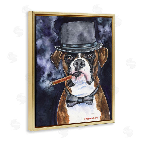 Stupell Industries George Dyachenko | Sophisticated Boxer Dog Portrait Top Hat Pet