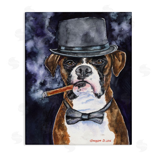 stupell industries George Dyachenko | Sophisticated Boxer Dog Portrait Top Hat Pet