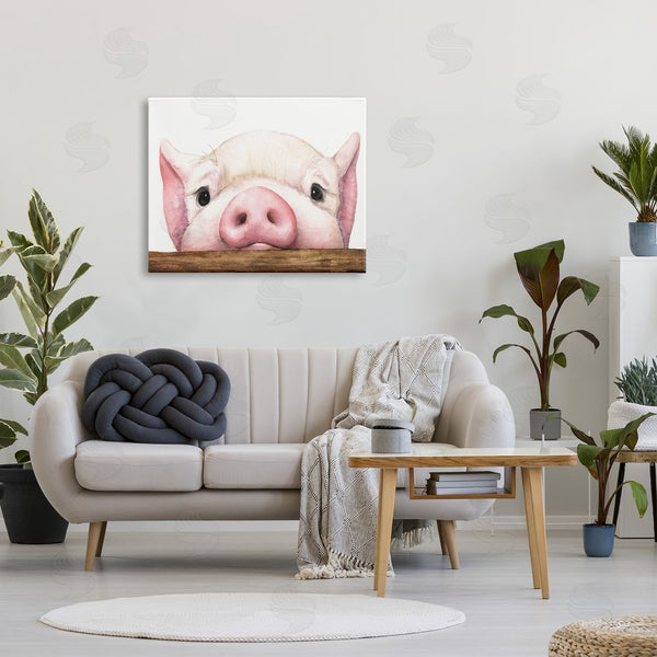 Stupell Industries George Dyachenko | Sweet Pink Pig Resting Snout Farm Animal Illustration Wall Art