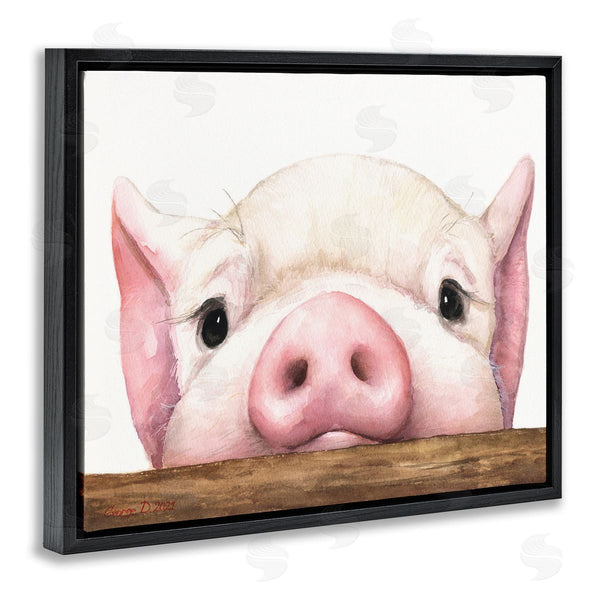 Stupell Industries George Dyachenko | Sweet Pink Pig Resting Snout Farm Animal Illustration Wall Art
