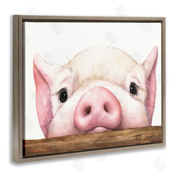 Stupell Industries George Dyachenko | Sweet Pink Pig Resting Snout Farm Animal Illustration Wall Art