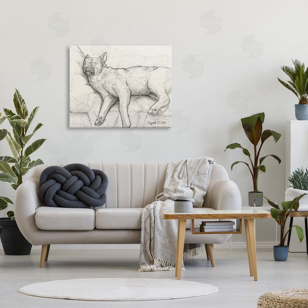 Stupell Industries George Dyachenko | Tired Dog Sleeping Intricate Graphite Pencil Sketch Wall Art