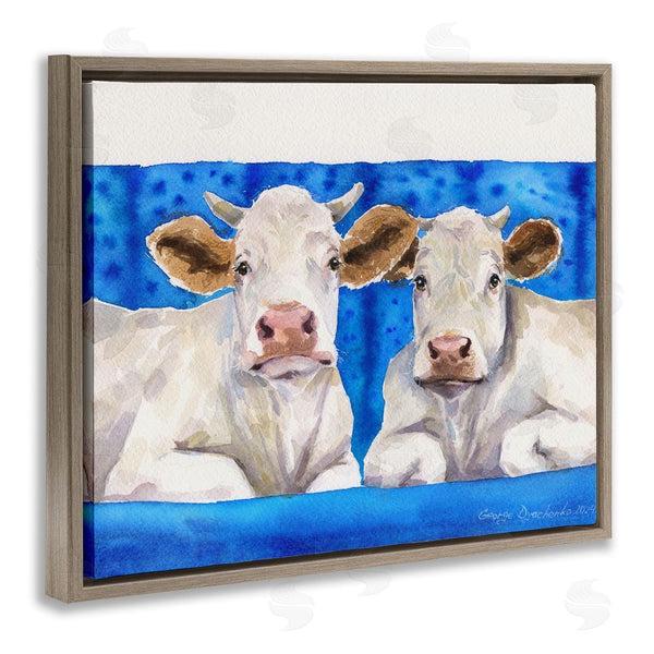 Stupell Industries George Dyachenko | Two White Cows On Blue Wall Art