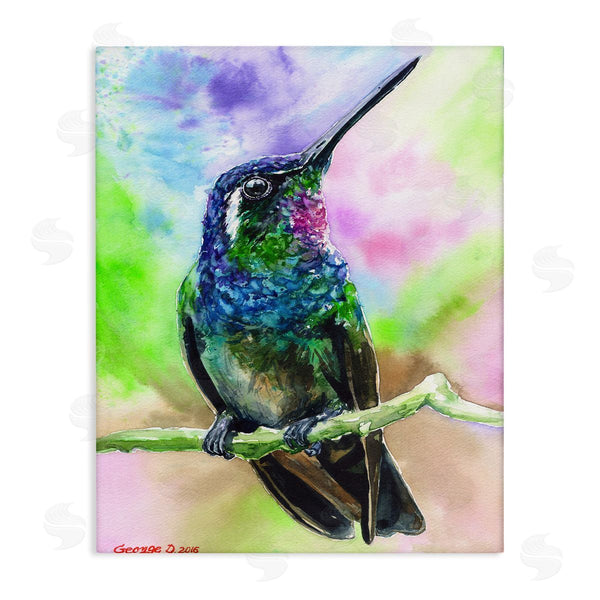 stupell industries George Dyachenko | Vibrant Hummingbird Perched Soft Tie-Dye