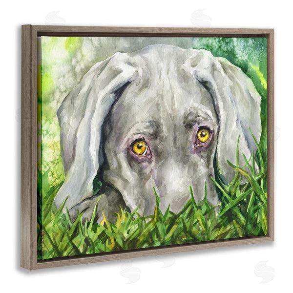 Stupell Industries George Dyachenko | Weimaraner Puppy Dog Resting In Green Grass