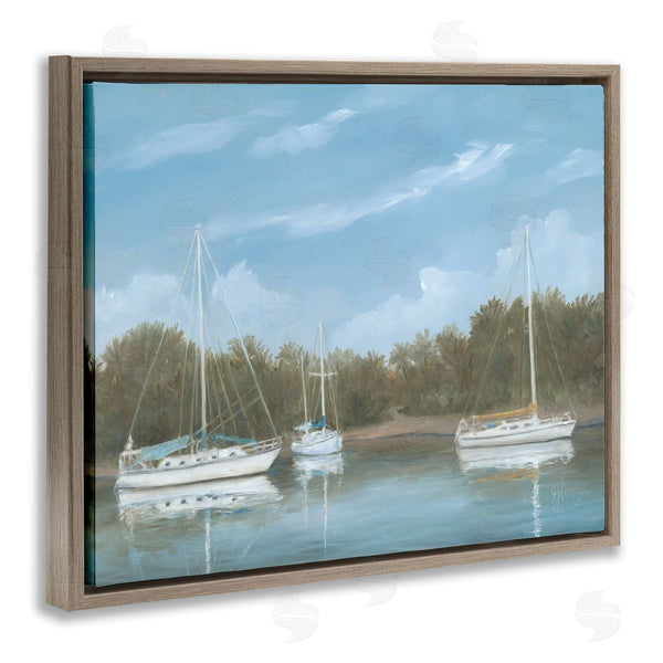 Stupell Industries Georgia Janisse | Drifting Boats Nautical Marina Wall Art