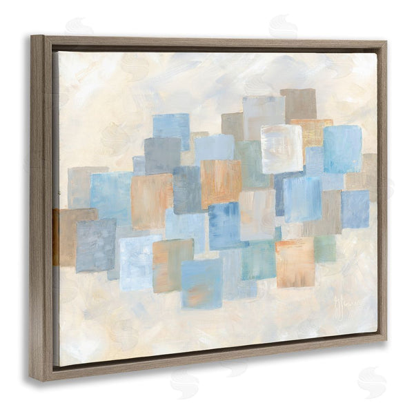 Stupell Industries Georgia Janisse | Layered Blue Beige Squares Wall Art