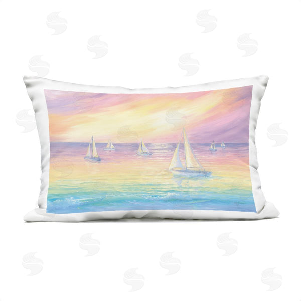 Stupell Industries Georgia Janisse | Prismatic Rainbow Hued Seascape Printed Throw Pillow