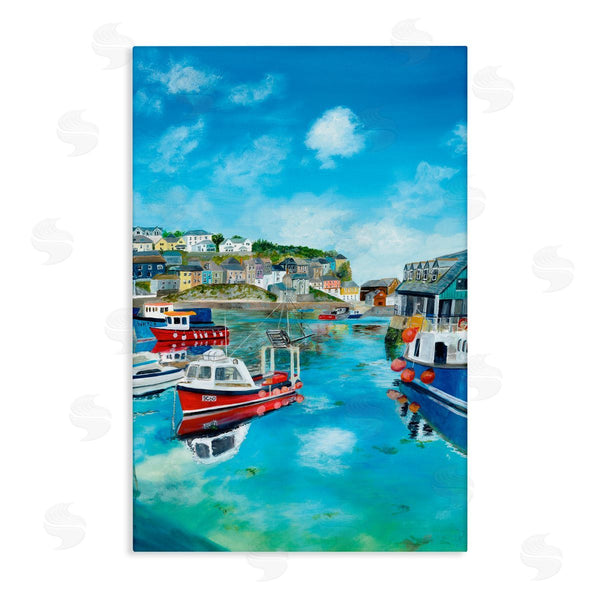 stupell industries Georgie Harrison | Mevagissey Harbor Reflections