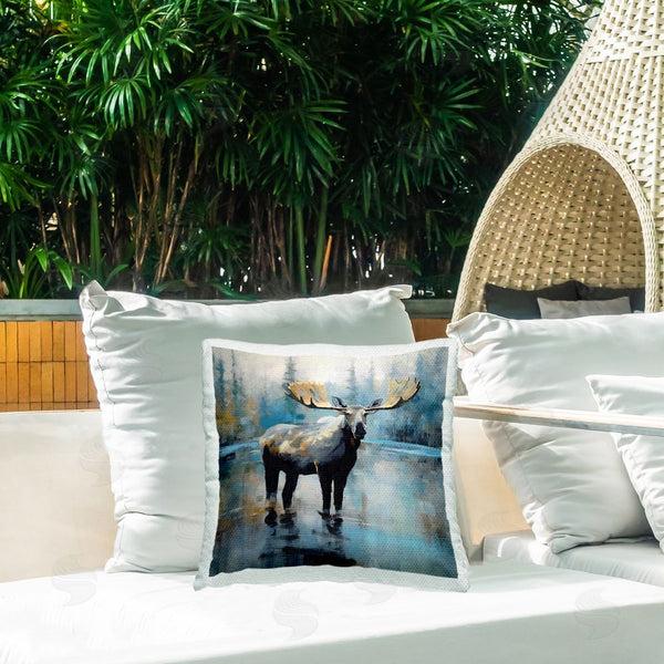 Stupell Industries Georgie Harrison | Moose In Abstract Landscape Printed Throw Pillow