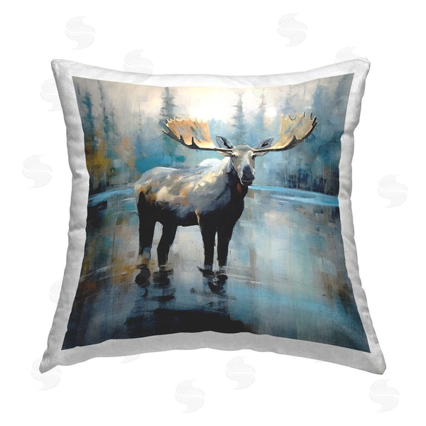 stupell industries Georgie Harrison | Moose in Abstract Landscape Printed Throw Pillow
