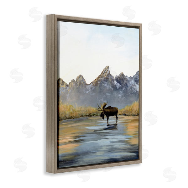 Stupell Industries Georgie Harrison | Moose In Lake Scenery Wall Art