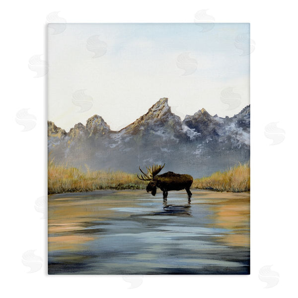 stupell industries Georgie Harrison | Moose in Lake Scenery Wall Art