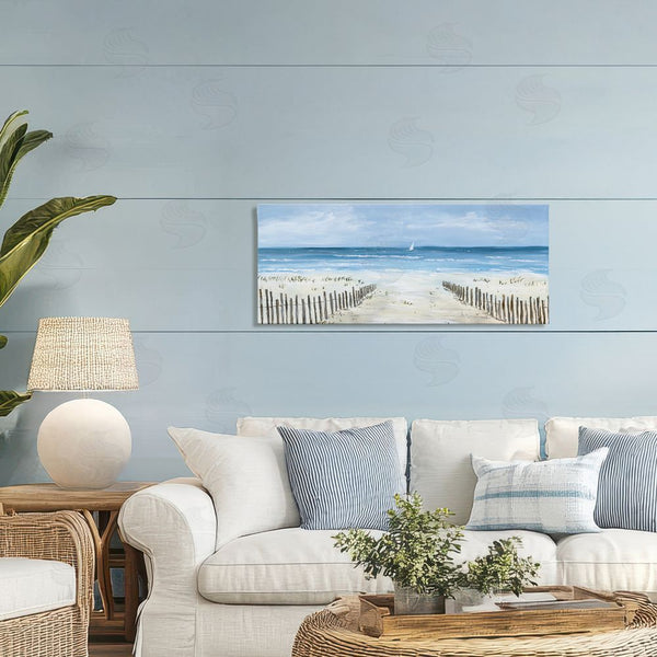 Stupell Industries Georgie Harrison | Single Sailboat & Beach Fence