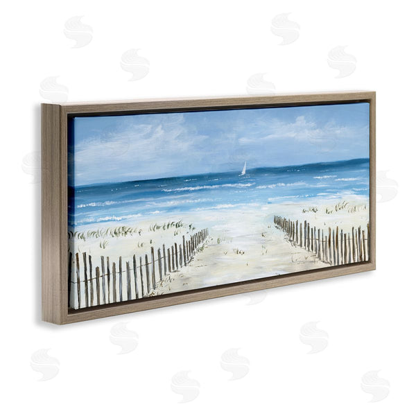 Stupell Industries Georgie Harrison | Single Sailboat & Beach Fence