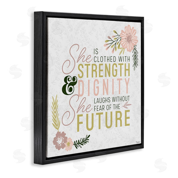 Stupell Industries Gigi Louise | She's Clothed With Strength Florals Wall Art