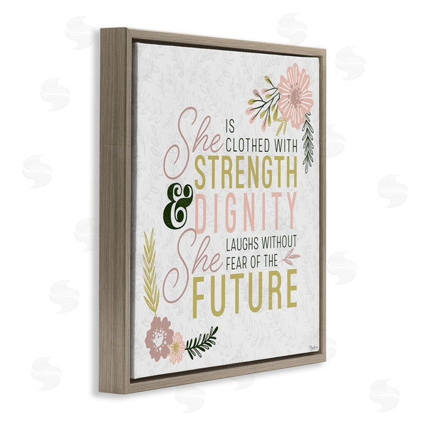 Stupell Industries Gigi Louise | She's Clothed With Strength Florals Wall Art