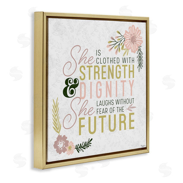Stupell Industries Gigi Louise | She's Clothed With Strength Florals Wall Art
