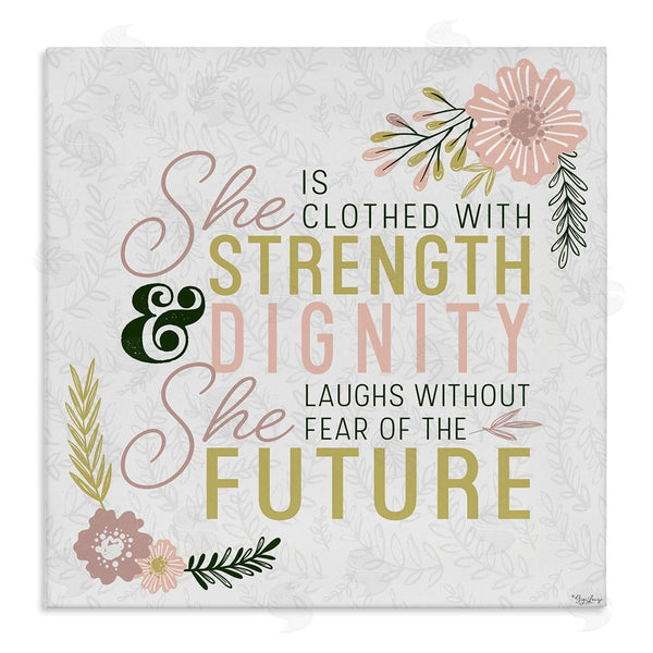 stupell industries Gigi Louise | She's Clothed with Strength Florals Wall Art