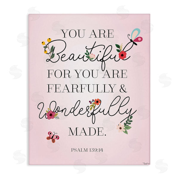 stupell industries Gigi Louise | Wonderfully Made Psalm Floral Pink